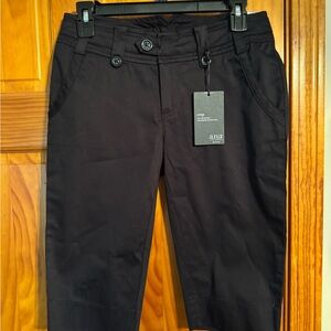 a.n.a Black Petite Crop Pant with Button Waist Detail